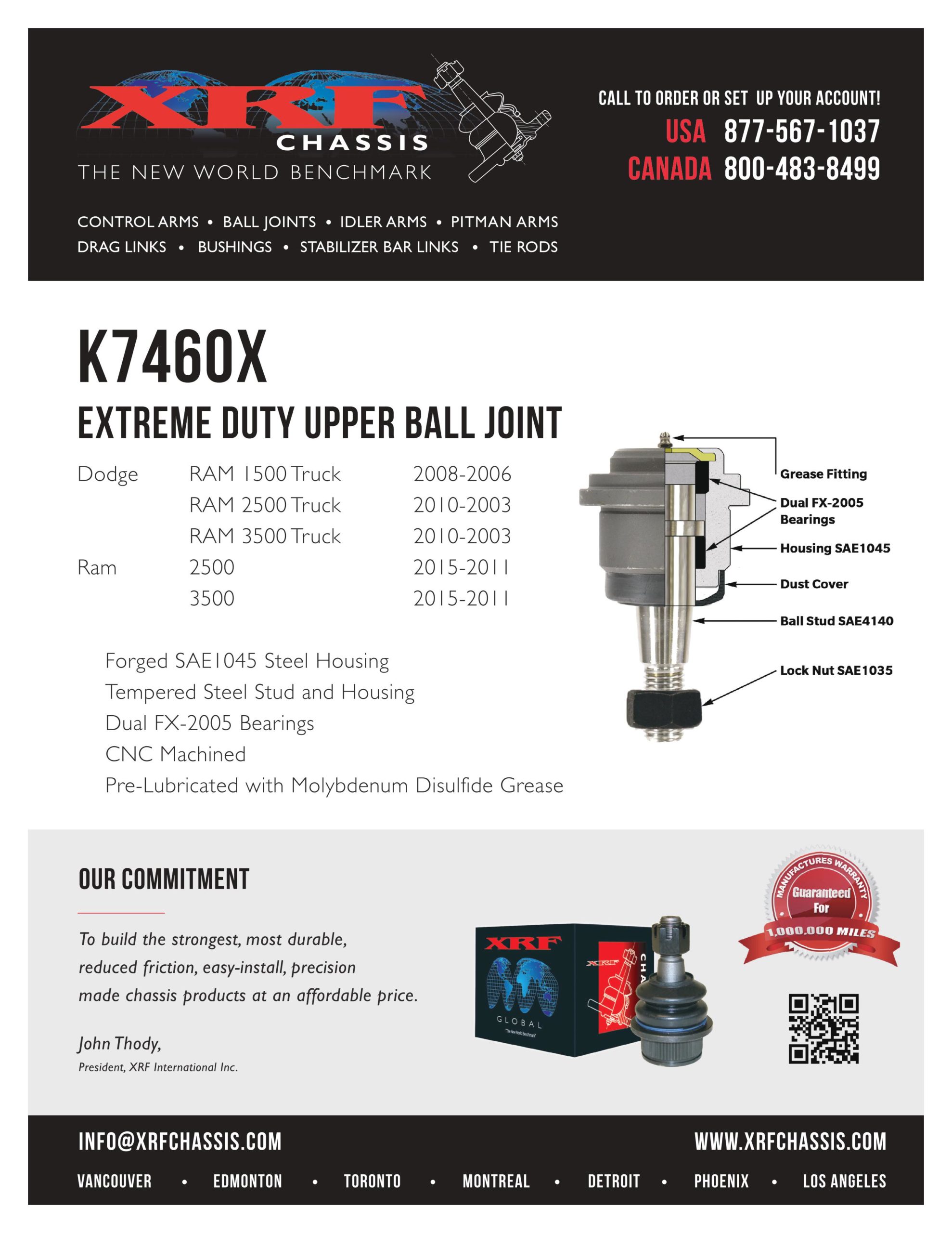 XRF RAM 2500 3500 T Style Conversion Kit Tie Rod STEERING LIFETIME WARRANTY